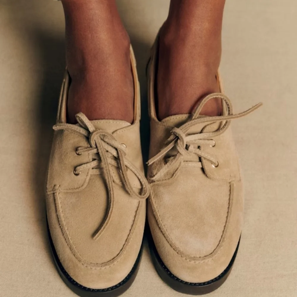 Sezane Women's Tan Suede Moccasins - Picture 4 of 6